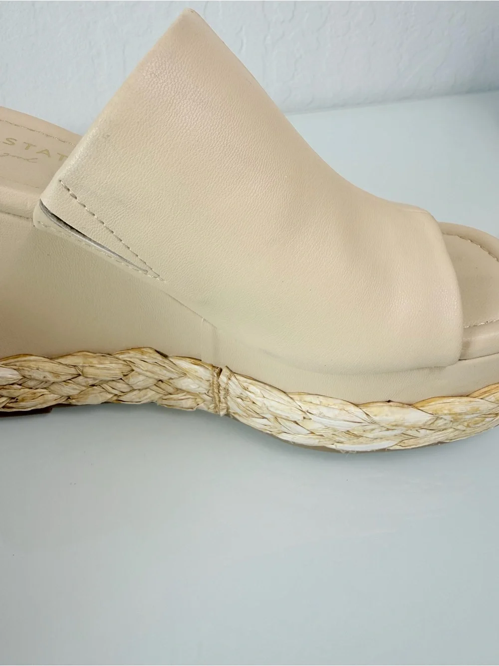 Altar'd State Neutral Beige Platform Espadrille Wedge Slide Sandals Size 7
